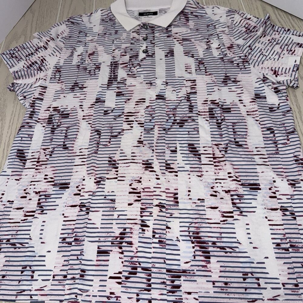 Mens Soft Cotton Collared Alfani Polo Outdoors/Golf Shirt Size XL Burgundy/White